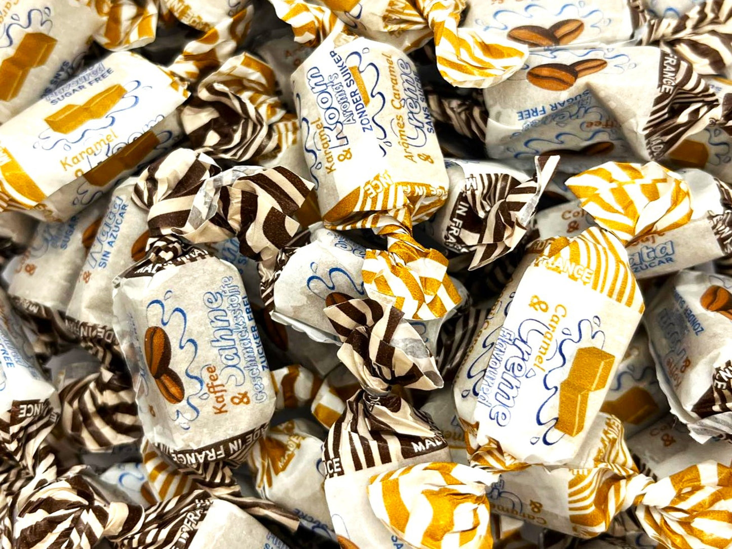 Bonbons tendres caramel/café/chocolat sans sucre